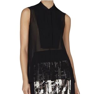 BCBG Priscilla Hi Lo Black Blouse XXS